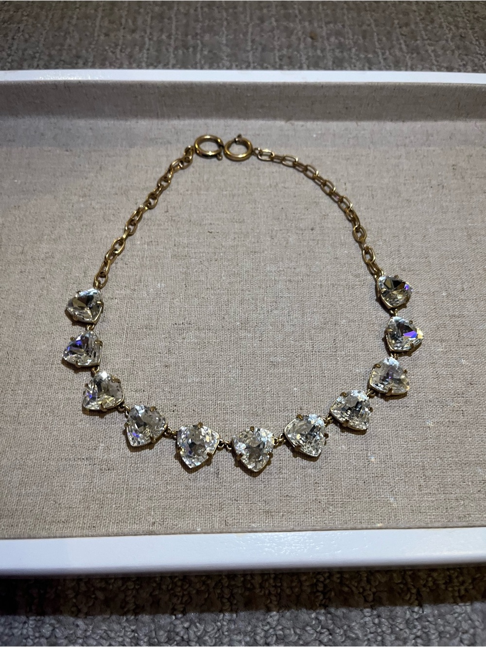 Stella & Dot Gold Heart Crystal Necklace